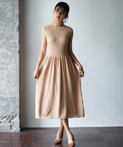 フレンチスリーブニットワンピースsdpxyf2820 ベージュ