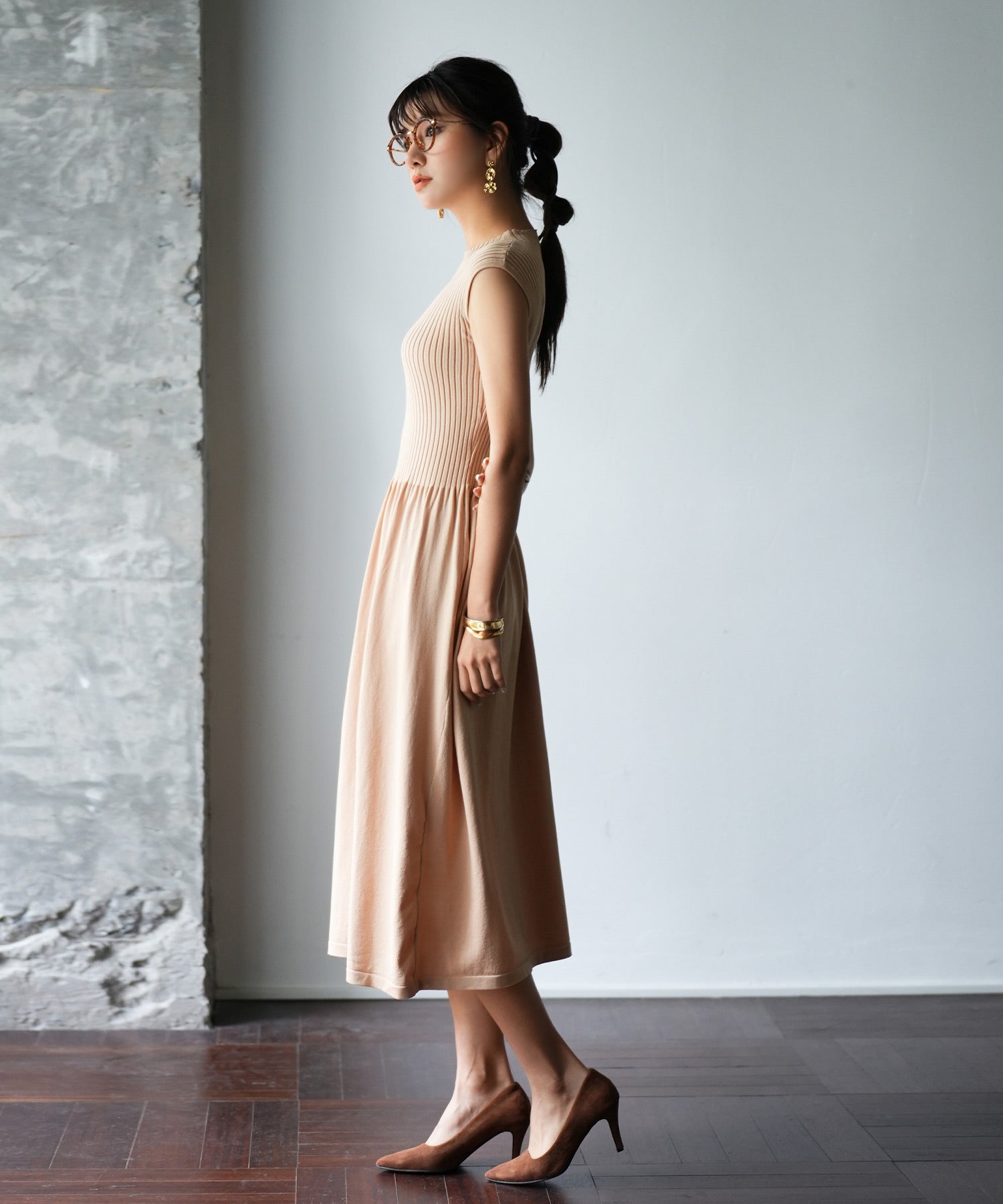 フレンチスリーブニットワンピースsdpxyf2820 ベージュ