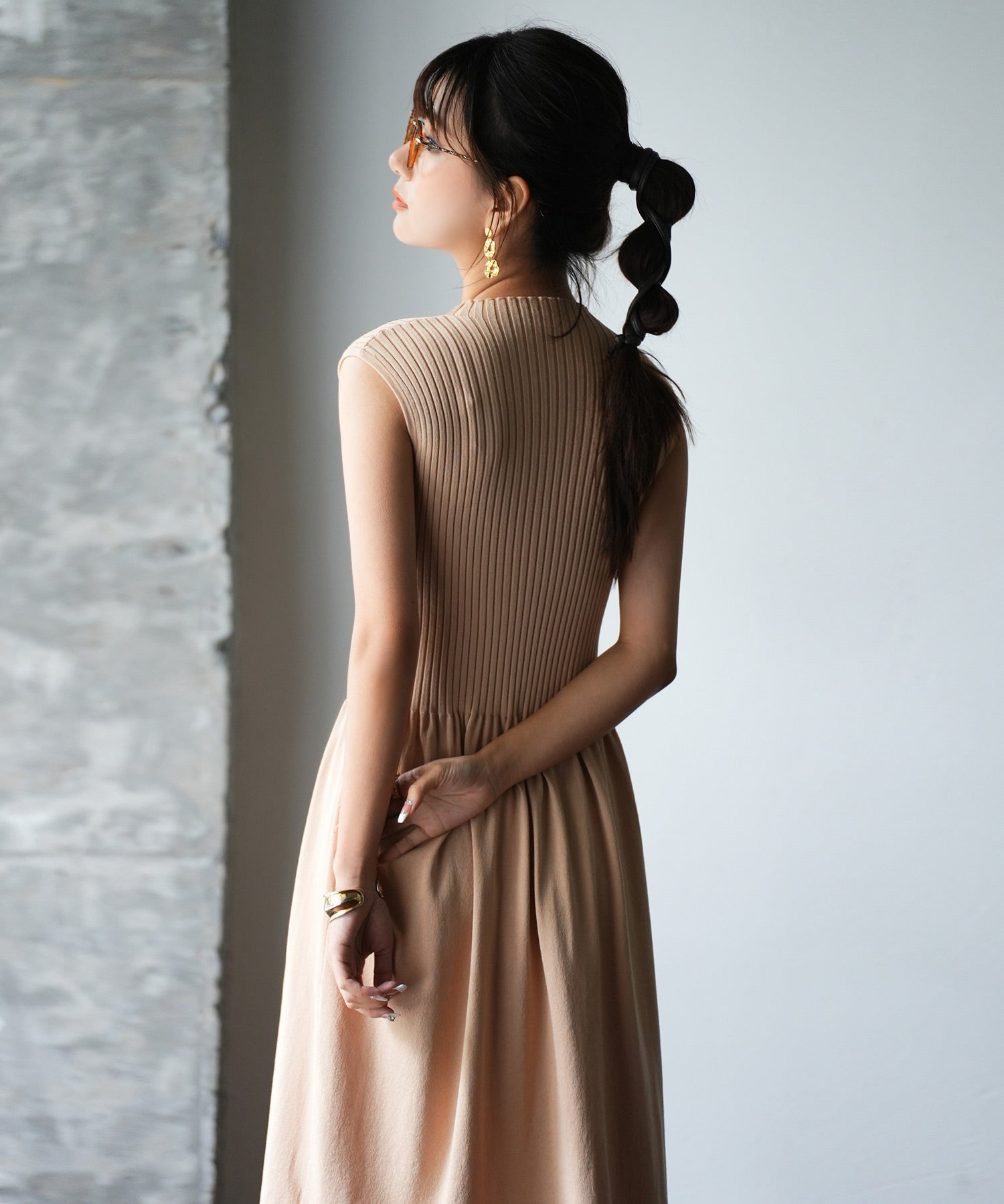 フレンチスリーブニットワンピースsdpxyf2820 ベージュ