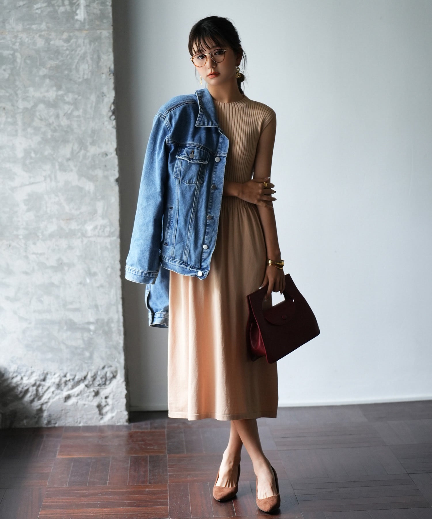 フレンチスリーブニットワンピースsdpxyf2820 ベージュ