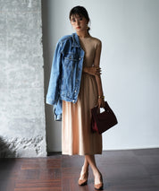 フレンチスリーブニットワンピースsdpxyf2820 ベージュ