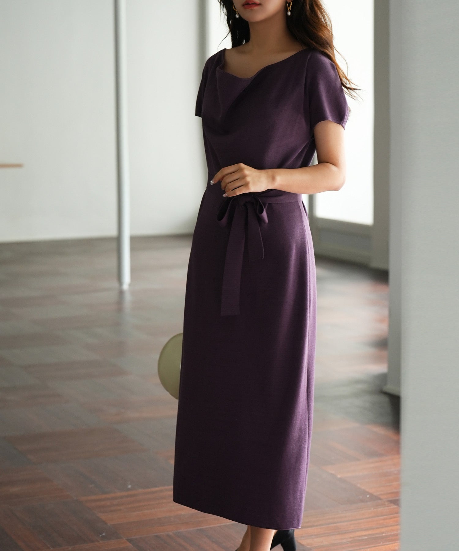 2wayミモレ丈ニットワンピースsdpxyf2821 パープル