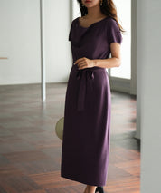 2wayミモレ丈ニットワンピースsdpxyf2821 パープル