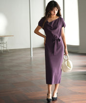 2wayミモレ丈ニットワンピースsdpxyf2821 パープル