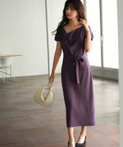 2wayミモレ丈ニットワンピースsdpxyf2821 パープル