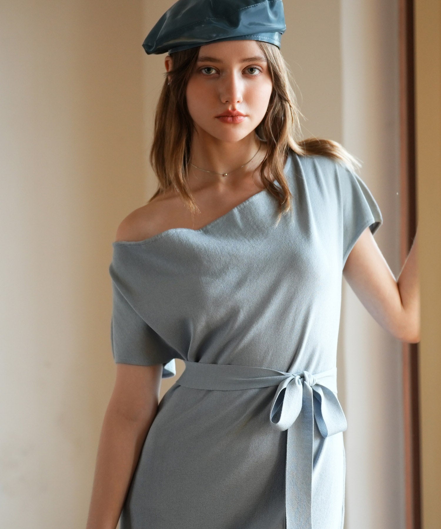 2wayミモレ丈ニットワンピースsdpxyf2821 ブルー