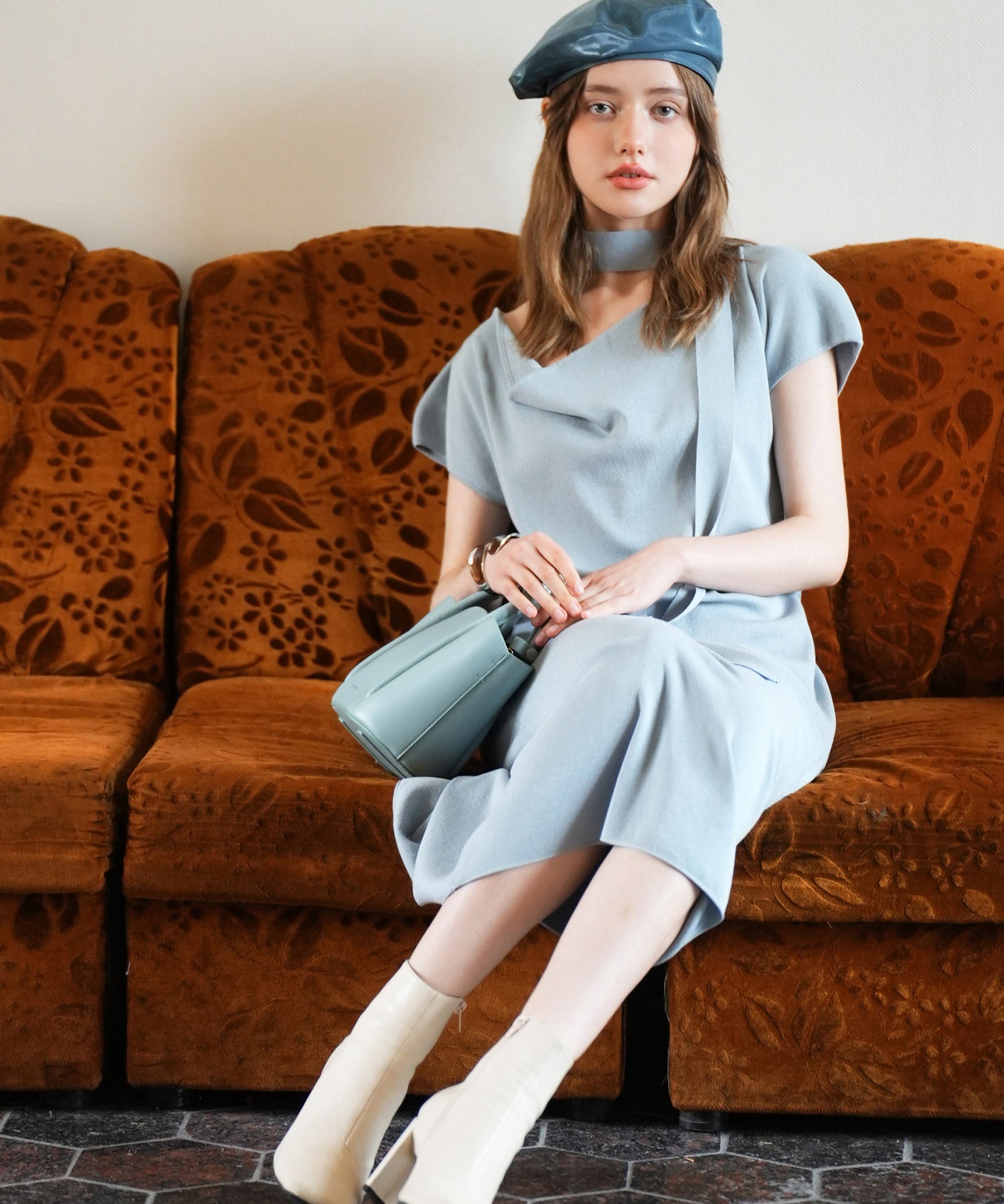 2wayミモレ丈ニットワンピースsdpxyf2821 ブルー