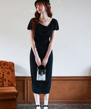 2wayミモレ丈ニットワンピースsdpxyf2821 ブラック