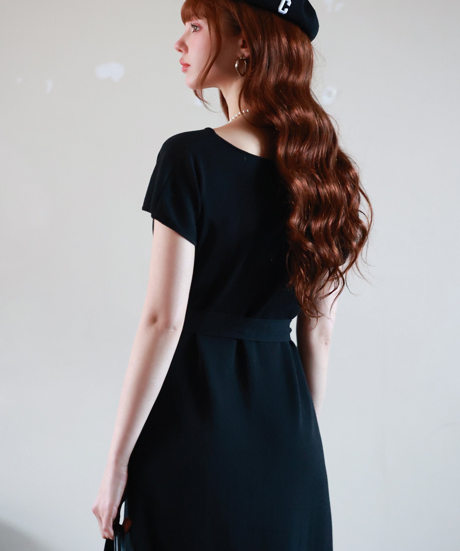 2wayミモレ丈ニットワンピースsdpxyf2821 ブラック