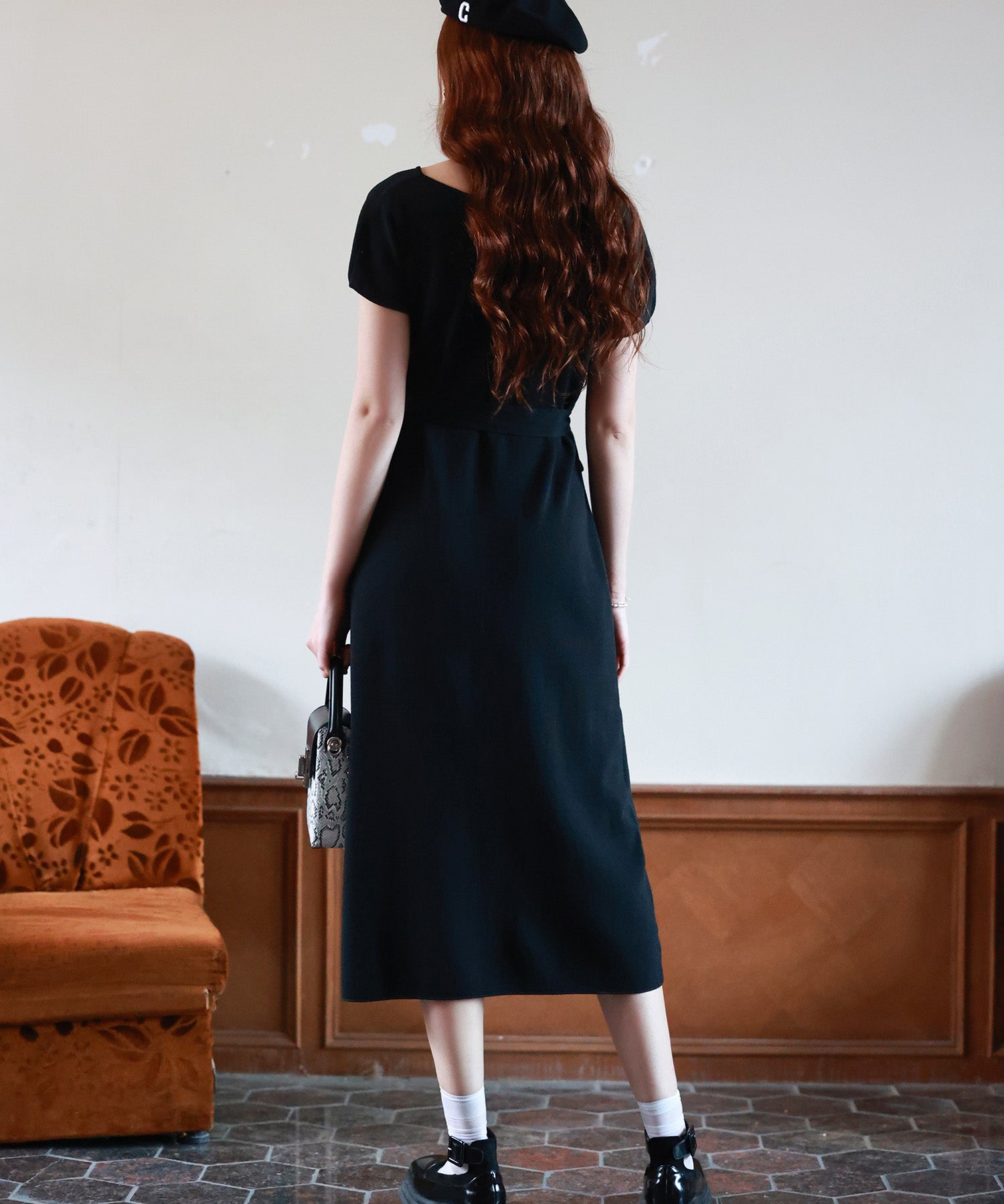 2wayミモレ丈ニットワンピースsdpxyf2821 ブラック