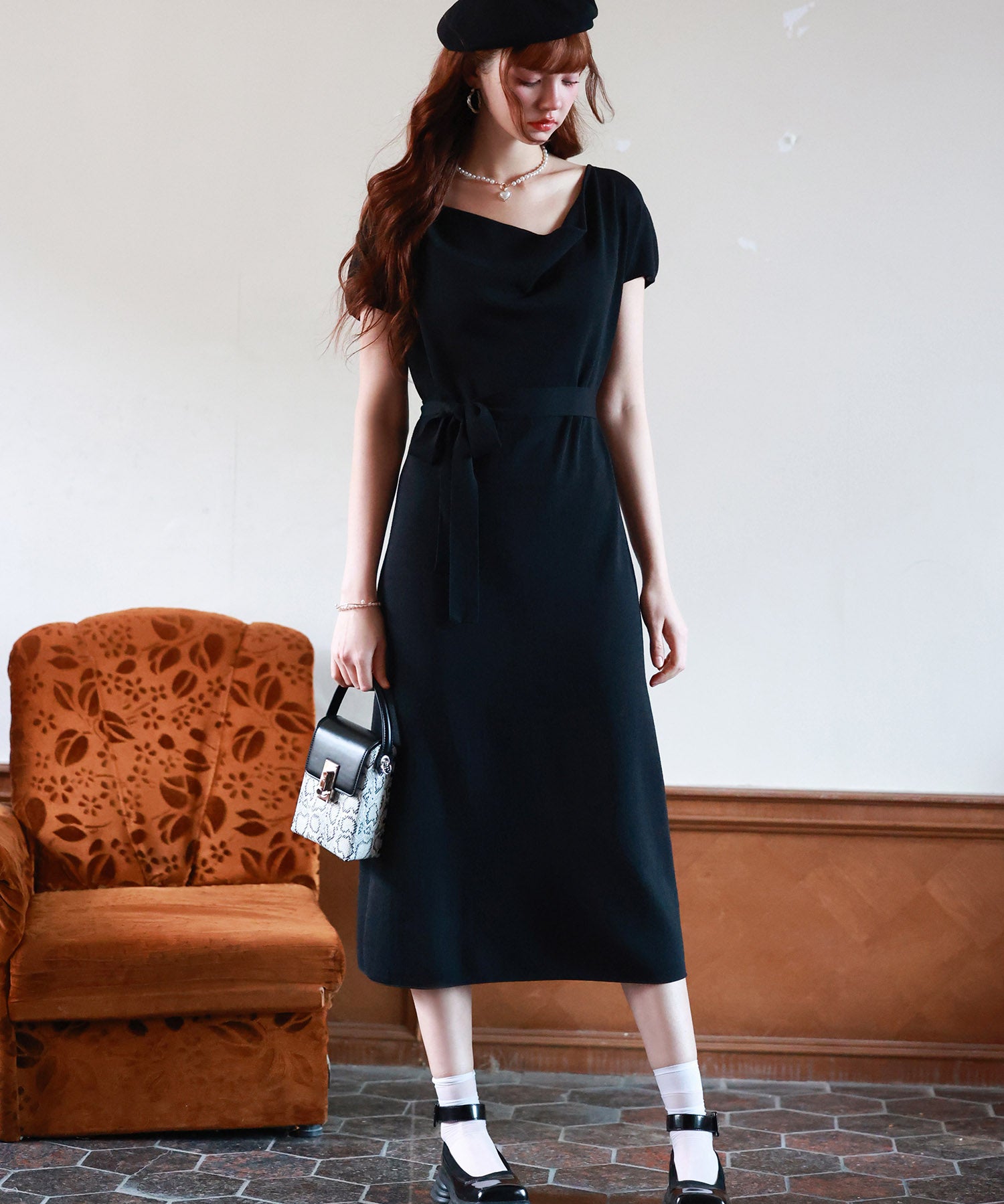 2wayミモレ丈ニットワンピースsdpxyf2821 ブラック