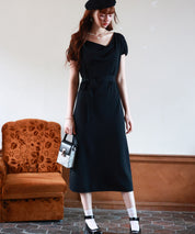 2wayミモレ丈ニットワンピースsdpxyf2821 ブラック