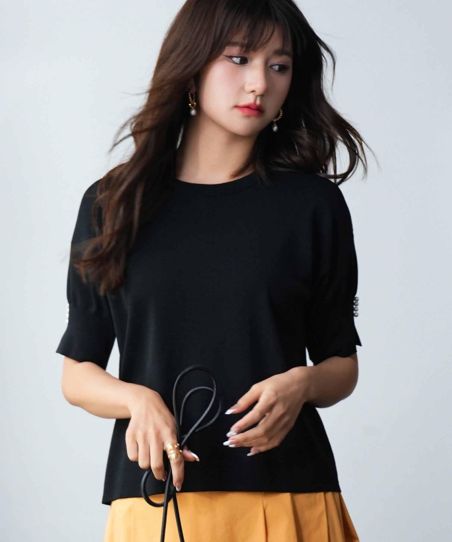 袖口スリットドロップショルダーニットsdpxyf2841-103-8