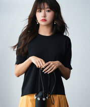 袖口スリットドロップショルダーニットsdpxyf2841 ブラック