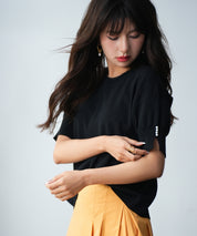 袖口スリットドロップショルダーニットsdpxyf2841 ブラック