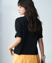 袖口スリットドロップショルダーニットsdpxyf2841 ブラック