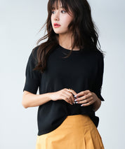 袖口スリットドロップショルダーニットsdpxyf2841 ブラック