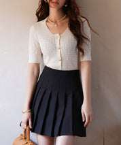 ケーブル編み深めクルーネックサマーニットsdpxyf2857 ホワイト