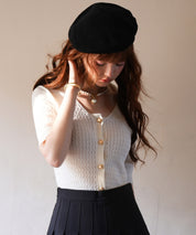 ケーブル編み深めクルーネックサマーニットsdpxyf2857 ホワイト