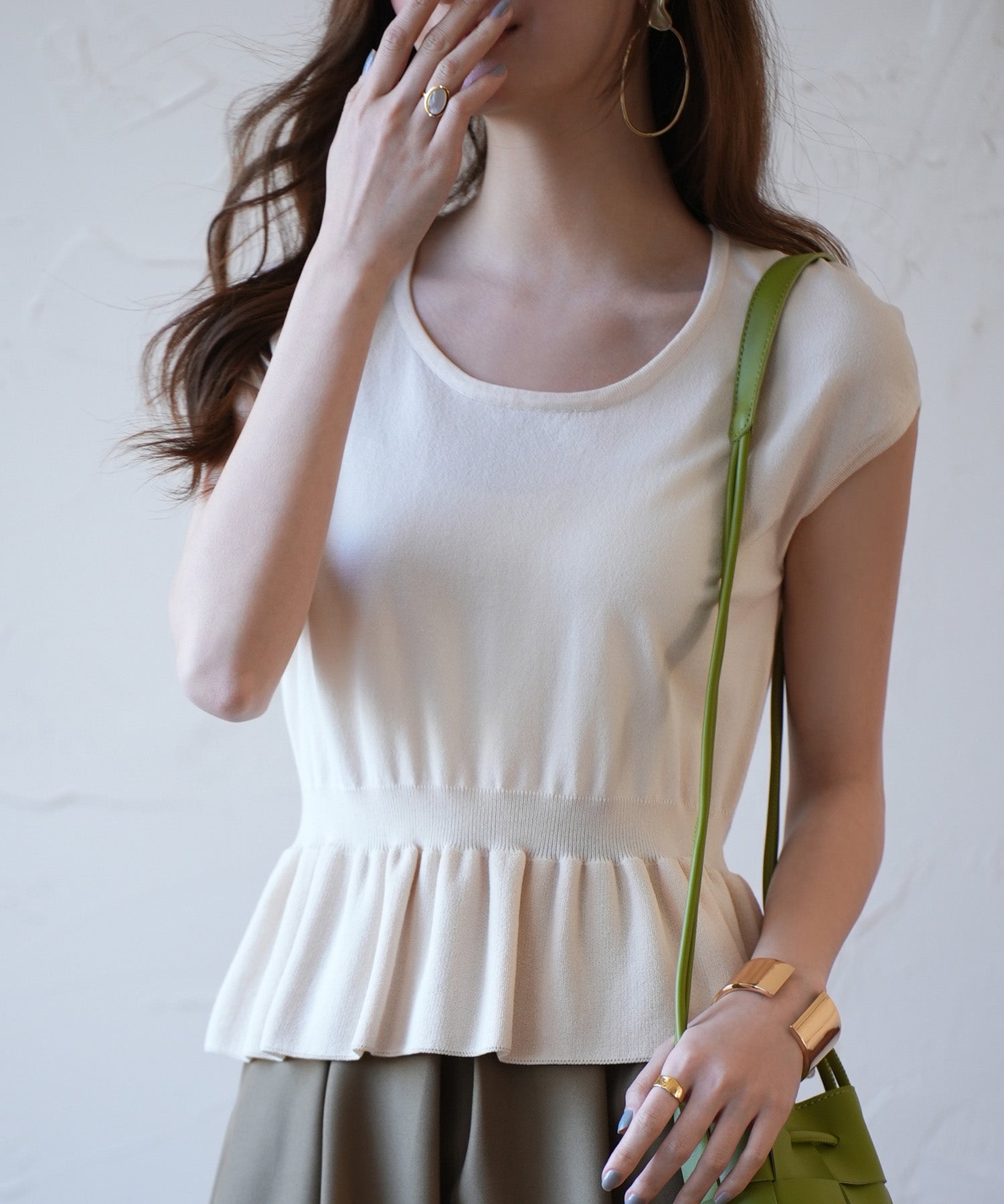 ペプラムサマーニットプルオーバsdpxyf2858 アイボリー