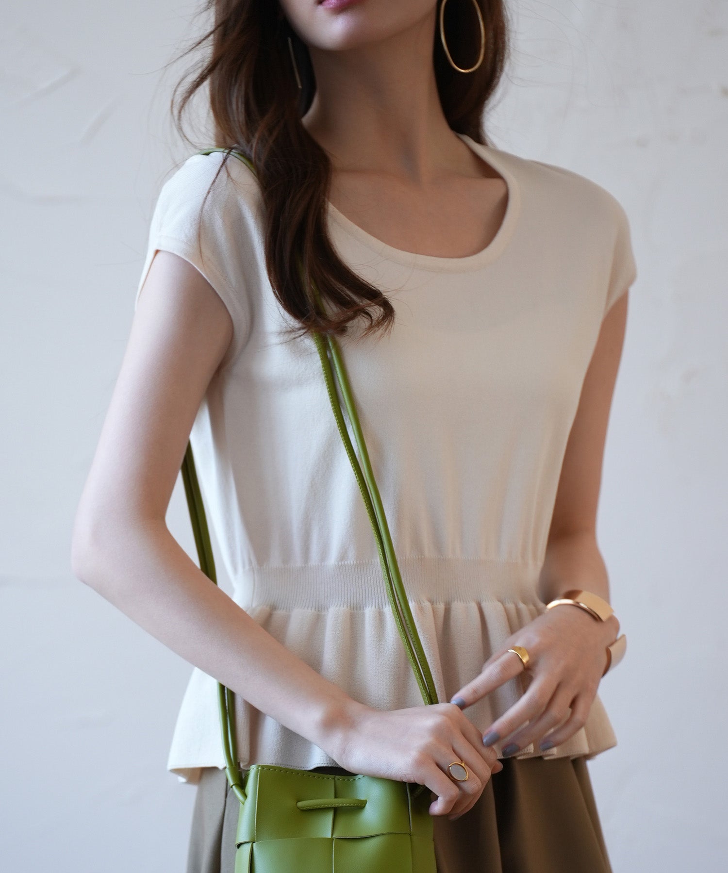 ペプラムサマーニットプルオーバsdpxyf2858 アイボリー