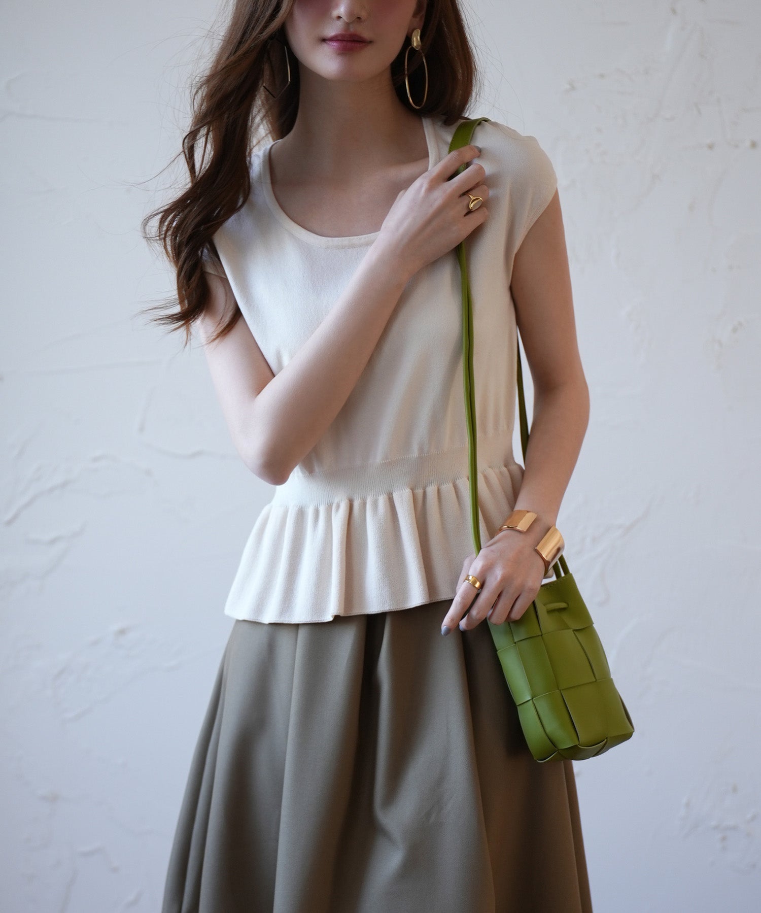 ペプラムサマーニットプルオーバsdpxyf2858 アイボリー