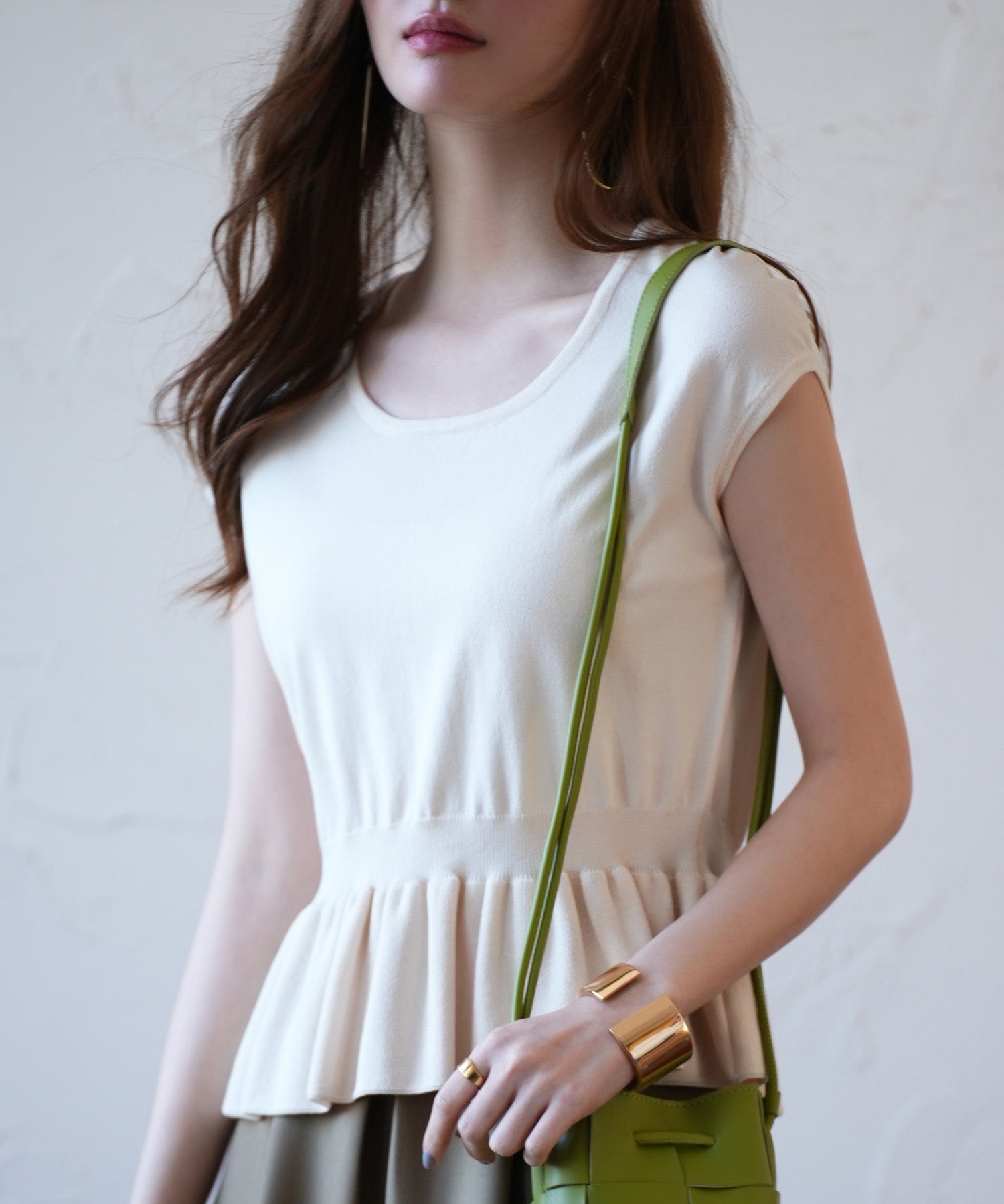 ペプラムサマーニットプルオーバsdpxyf2858 アイボリー