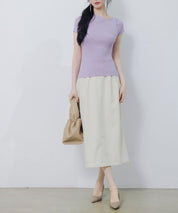 【サマーニット】レギュラーネックリブニットsdpxyf2859 ラベンダー