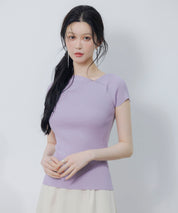 【サマーニット】レギュラーネックリブニットsdpxyf2859 ラベンダー