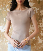 【サマーニット】レギュラーネックリブニットsdpxyf2859-102-14