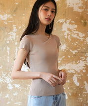 【サマーニット】レギュラーネックリブニットsdpxyf2859 ベージュ