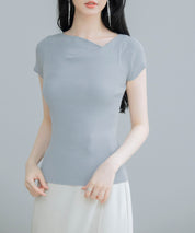 【サマーニット】レギュラーネックリブニットsdpxyf2859-102-18