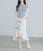 【サマーニット】レギュラーネックリブニットsdpxyf2859 グレー