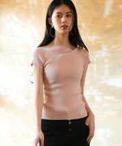 【サマーニット】レギュラーネックリブニットsdpxyf2859 ピンク