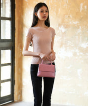 【サマーニット】レギュラーネックリブニットsdpxyf2859 ピンク