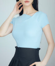 【サマーニット】レギュラーネックリブニットsdpxyf2859-102-34