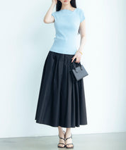 【サマーニット】レギュラーネックリブニットsdpxyf2859 ブルー