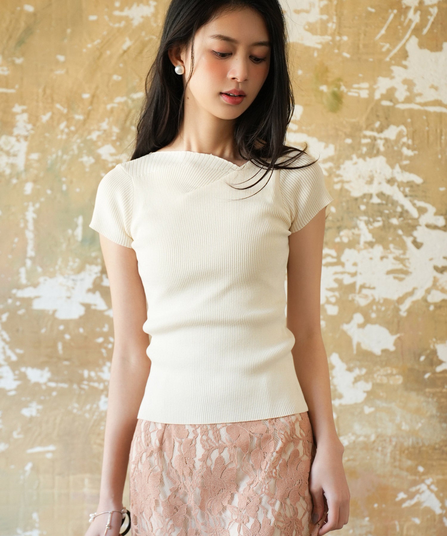 【サマーニット】レギュラーネックリブニットsdpxyf2859-102-38