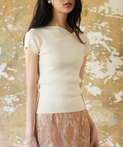 【サマーニット】レギュラーネックリブニットsdpxyf2859 アイボリー