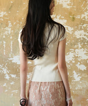 【サマーニット】レギュラーネックリブニットsdpxyf2859 アイボリー