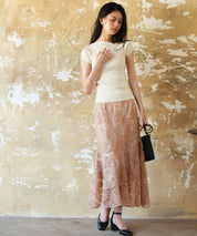 【サマーニット】レギュラーネックリブニットsdpxyf2859 アイボリー