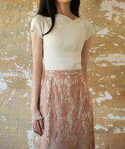 【サマーニット】レギュラーネックリブニットsdpxyf2859 アイボリー