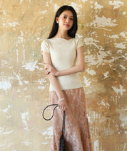 【サマーニット】レギュラーネックリブニットsdpxyf2859 アイボリー