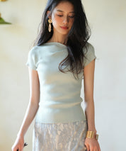 【サマーニット】レギュラーネックリブニットsdpxyf2859-102-50