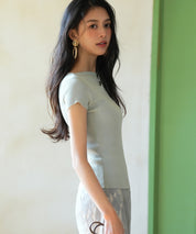 【サマーニット】レギュラーネックリブニットsdpxyf2859 ミント