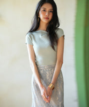 【サマーニット】レギュラーネックリブニットsdpxyf2859 ミント