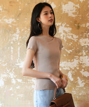 アームウォーマー付き3wayレギュラーネックリブプルオーバーsdpxyf2860 モカ