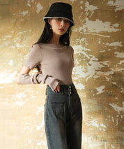 アームウォーマー付き3wayレギュラーネックリブプルオーバーsdpxyf2860 モカ