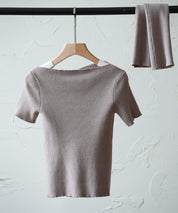 アームウォーマー付き3wayレギュラーネックリブプルオーバーsdpxyf2860 モカ