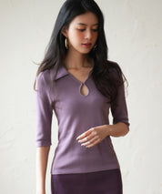 【接触冷感】ポロネック五分袖ニットプルオーバーsdpxyf2861-103-15